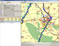 Grafische Tourenplanung mit zusätzlichen Kunden (Zusatzmodul). Zum Vergrößern bitte anklicken.